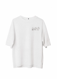 Erkek Baskılı T-Shirt Kısa Kol Bisiklet Yaka Regular Fit Rahat Kalıp Günlük Tişört - Beyaz