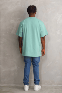 Erkek Baskılı T-Shirt Kısa Kol Bisiklet Yaka Rahat Kalıp Tişört - Mint Yeşili