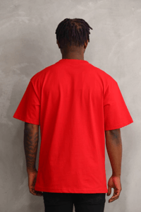 Erkek Baskılı T-Shirt Kısa Kol Bisiklet Yaka Rahat Kalıp Tişört - Kırmızı