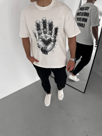 Erkek Baskılı T-Shirt Kısa Kol Bisiklet Yaka Regular Fit Rahat Kalıp Günlük Tişört - Beyaz