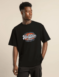 Erkek Baskılı T-Shirt Kısa Kol Bisiklet Yaka Regular Fit Rahat Kalıp Günlük Tişört - Siyah