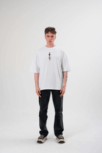 Erkek Baskılı T-Shirt Kısa Kol Bisiklet Yaka Regular Fit Rahat Kalıp Günlük Tişört - Beyaz