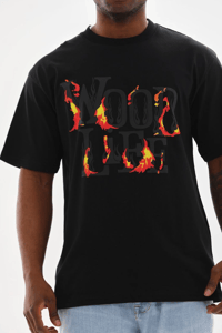 Erkek Baskılı T-Shirt Kısa Kol Bisiklet Yaka Rahat Kalıp Tişört - Siyah