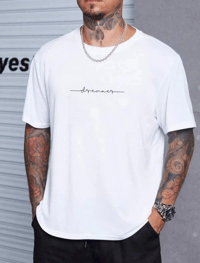 Erkek Baskılı T-Shirt Kısa Kol Bisiklet Yaka Regular Fit Rahat Kalıp Tişört - Beyaz