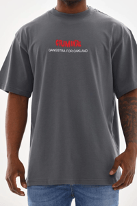 Erkek Baskılı T-Shirt Kısa Kol Bisiklet Yaka Rahat Kalıp Tişört - Füme