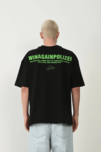 Erkek Baskılı T-Shirt Kısa Kol Bisiklet Yaka Rahat Kalıp Tişört  - Siyah