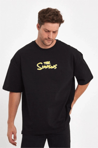 Erkek Baskılı T-Shirt Kısa Kol Bisiklet Yaka Regular Fit Rahat Kalıp Günlük Tişört - Siyah