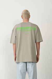 Erkek Baskılı T-Shirt Kısa Kol Bisiklet Yaka Rahat Kalıp Tişört  - Boyalı Gri