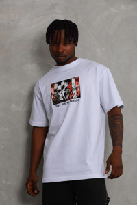 Erkek Baskılı T-Shirt Kısa Kol Bisiklet Yaka Regular Fit Rahat Kalıp Günlük Tişört - Beyaz