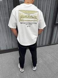 Erkek Baskılı T-Shirt Kısa Kol Bisiklet Yaka Regular Fit Rahat Kalıp Günlük Tişört - Beyaz