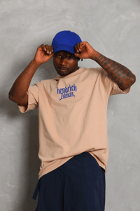 Erkek Baskılı Tişört Kısa Kol Bisiklet Yaka Oversize T-Shirt - Bej