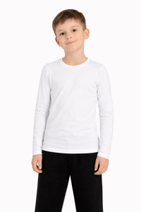 Erkek Çocuk Basic Uzun Kollu Tişört Okul Günlük Rahat T-Shirt - Beyaz