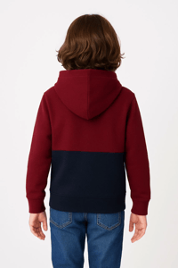 Erkek Çocuk Kapüşonlu Kanguru Cepli Parçalı SweatShirt - Renkli