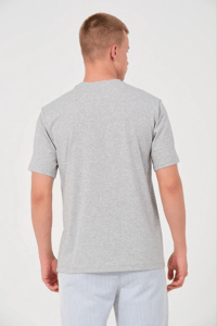 Erkek Düz Penye Tişört Bisiklet Yaka Kısa Kol Regular Fit T-Shirt - Gri