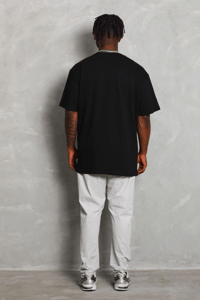 Erkek Düz Yazlık Kısa Kol Tişört Bisiklet Yaka Oversize T-Shirt - Siyah