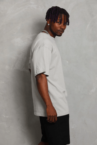 Erkek Düz Yazlık Kısa Kol Tişört Bisiklet Yaka Oversize T-Shirt - Gri