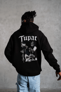 Erkek Kapüşonlu Kanguru Cepli Sweatshirt 3 İplik Pamuklu Baskılı Hoodie - Siyah