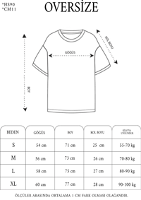 Erkek  Kısa kol  Bisiklet Yaka Baskılı Oversize T-Shirt - Siyah