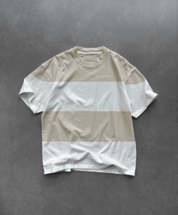 Erkek  Kısa kol  Bisiklet Yaka Parçalı T-Shirt - Bej