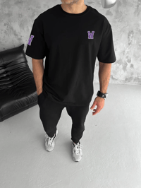 Erkek Kısa Kol Tişört Bisiklet Yaka W Wildone Baskılı T-Shirt - Siyah