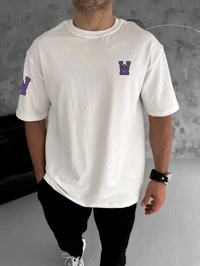 Erkek Kısa Kol Tişört Bisiklet Yaka W Wildone Baskılı T-Shirt - Beyaz