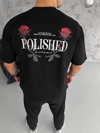 Erkek Kısa Kol Yazlık Tişört Bisiklet Yaka Baskılı Oversize T-Shirt - Siyah