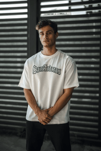 Erkek Kısa Kol Yazlık Tişört Bisiklet Yaka Baskılı Oversize T-Shirt - Beyaz