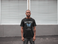 Erkek Kısa Kol Yazlık Tişört Bisiklet Yaka Baskılı Oversize T-Shirt - Siyah