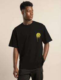 Erkek Kısa Kol Yazlık Tişört Bisiklet Yaka Baskılı Oversize T-Shirt - Siyah