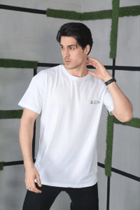 Erkek Kısa Kol Yazlık Tişört Bisiklet Yaka Baskılı Oversize T-Shirt - Beyaz