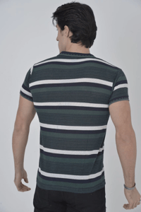 Erkek Polo Yaka tişört Slim Fit Dokuma Çizgili  Kısa kol T-Shirt - Haki