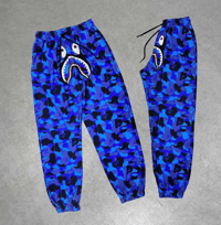 Erkek Pubg Bape x Shark Eşofman Altı - Mavi