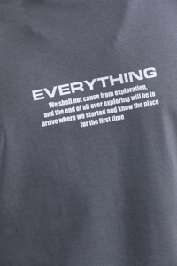 Erkek Tişort  Bisiklet Yaka Baskılı Oversize T-Shirt - Gri