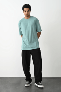 Erkek Tişört Düz Basic Penye Yazlık Bisiklet Yaka Kısa Kol T-Shirt - Mint Yeşili