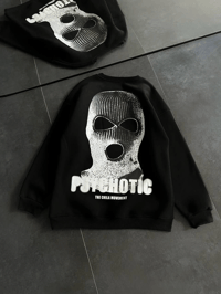 Kadın 3 iplik Kışlık Bisiklet Yaka Baskılı SweatShirt - Siyah