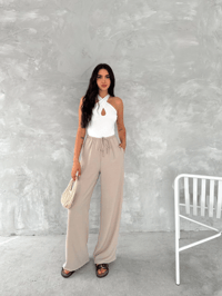 Kadın Ayrobin Oversize Kadın Pantalon - Bej