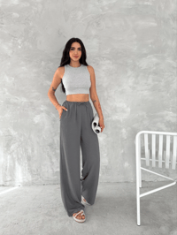 Kadın Ayrobin Oversize Kadın Pantolon - Füme