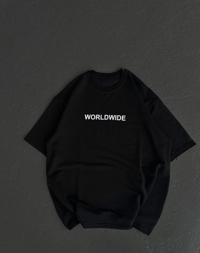 Kadın Baskılı T-Shirt Kısa Kol Bisiklet Yaka Oversize Rahat Kalıp Günlük Tişört   - Siyah