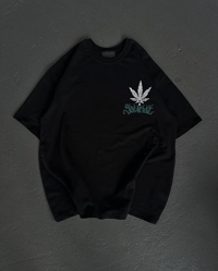 Kadın Baskılı T-Shirt Kısa Kol Bisiklet Yaka Oversize Rahat Kalıp Günlük Tişört   - Siyah