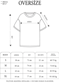 Kadın Baskılı T-Shirt Kısa Kol Bisiklet Yaka Oversize Rahat Kalıp Tişört - Beyaz
