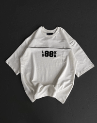 Kadın Baskılı T-Shirt Kısa Kol Bisiklet Yaka Oversize Rahat Kalıp Günlük Tişört   - Beyaz
