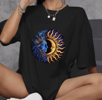 Kadın Baskılı T-Shirt Kısa Kol Bisiklet Yaka Oversize Rahat Kalıp Günlük Tişört   - Siyah