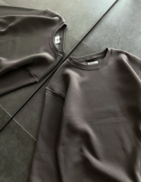 Kadın Bisiklet Yaka 3 İplik Pamuklu Basic SweatShirt - Füme