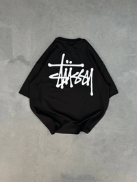 kadın Bisiklet Yaka Baskılı Oversize  Kısa kol T-Shirt - Siyah