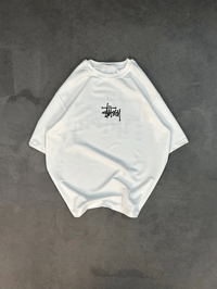 kadın Bisiklet Yaka Baskılı Oversize  Kısa kol T-Shirt - Beyaz