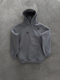 Kadın Kapüşonlu Kanguru Cepli 3 İplik Pamuklu Oversize Hoodie Sweatshirt -  Boyalı Gri