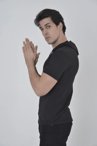 Kadın Kapüşonlu T-Shirt Kısa Kol Bisiklet Yaka Slimfit Tişört    - Siyah