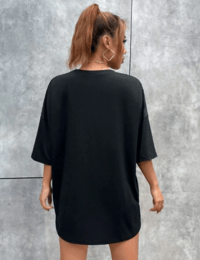 Kadın kelebek Baskılı Oversize kısa kol T-Shirt - Siyah