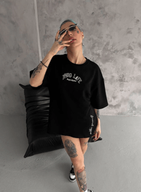 Kadın Kısa Kol Tişört Bisiklet Yaka Filistin Poşülü Baskılı T-Shirt - Siyah