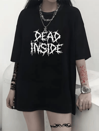 Kadın T-shirt Bisiklet Yaka Oversize Kısa Kollu Tişört - Siyah